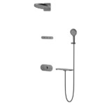 Round Shape designed 4 function solid brass thermostatic wall mounted concelad shower set with large size control board and angle adjustable top shower