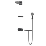 Round Shape designed 4 function solid brass thermostatic wall mounted concelad shower set with large size control board and angle adjustable top shower
