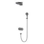 Round Shape designed 2 function solid brass thermostatic wall mounted concelad shower set with large size control board and angle adjustable over head shower