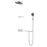 Round Shape designed 4 function solid brass thermostatic wall mounted concelad shower set with large size control board and angle adjustable top shower