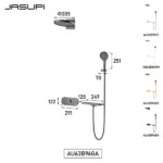 Round Shape designed 3 function solid brass thermostatic wall mounted concelad shower set with large size control board and angle adjustable top shower