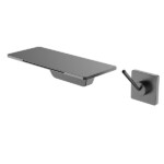 Wall Concealed Solid Brass Water Fall Outlet designed Basin Faucet with storage shelf